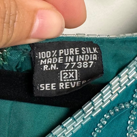 Vintage Beaded Turquoise Dress with Slit - Picture 7 of 13